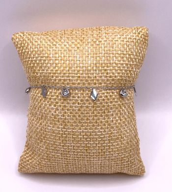 Bracelet pampilles losanges et strass réglable en acier inoxydable (chirurgical) et hypoallergénique