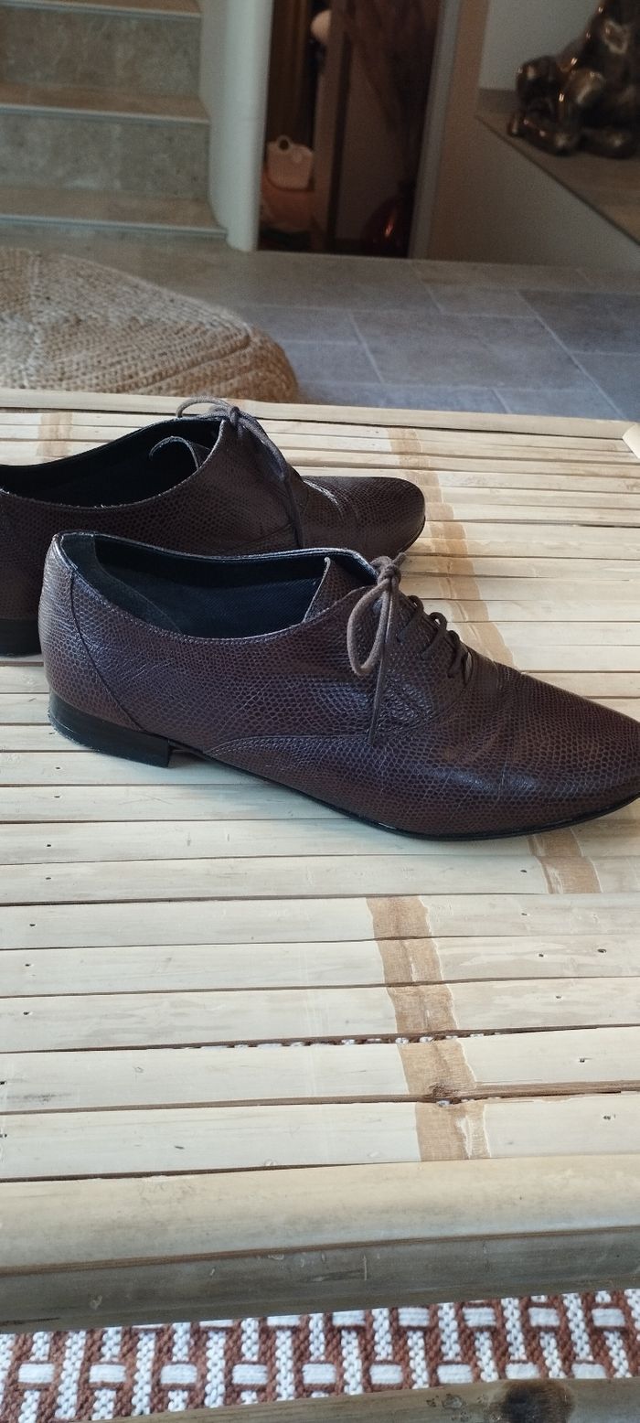 Chaussures derbies marron taille 37 marque Lorraine - photo numéro 3