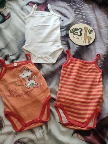 3 bodies bretelle, mixte, 3 mois