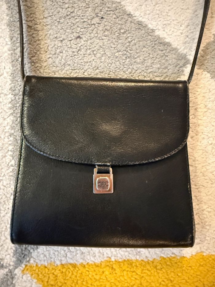 Pochette à bandoulière en cuir vintage Pourchet - photo numéro 3