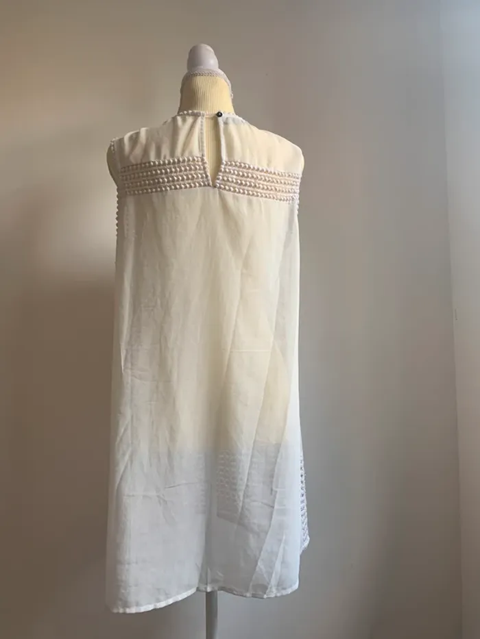 Robe ivoire sans manches en maille et voile – Cherry Couture – Taille L – Neuve - photo numéro 3