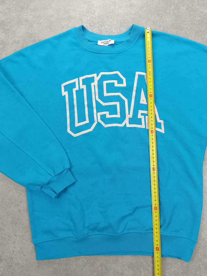 Sweat Bleu USA Jennyfer logo brodé  - Taille XXS -  Très bon état - photo numéro 6