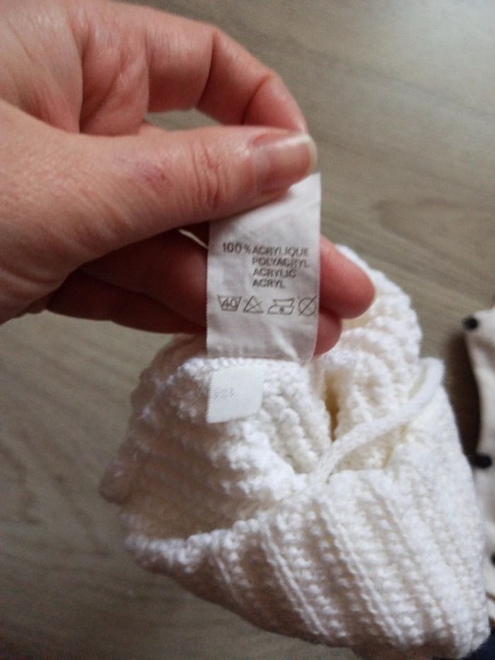 Bonnet bébé acrylique blanc mixte - photo numéro 2