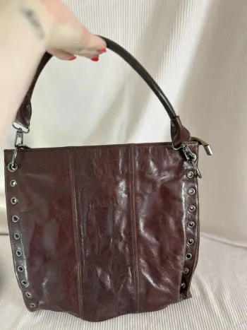 Sac à main en cuir marron kewechris style vintage