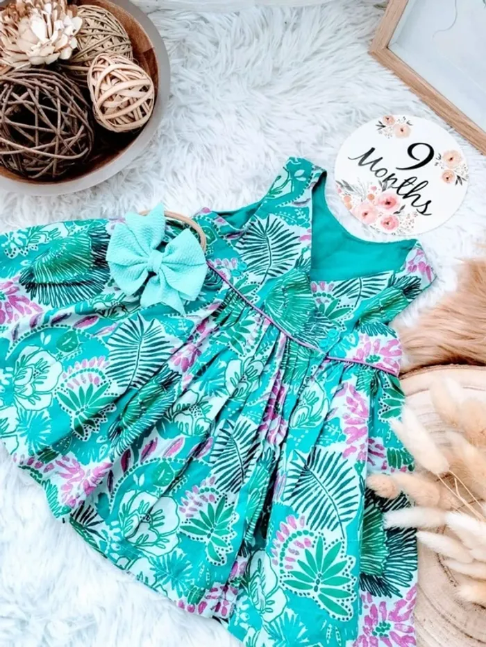 Robe fleurie et bandeau cheveux DPAM fille 9 mois 🎀 - photo numéro 3