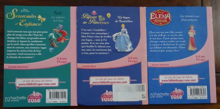Lot de 3 livres de princesses Disney Biliothèque rose HACHETTE dès 6 – 8 ans - photo numéro 2