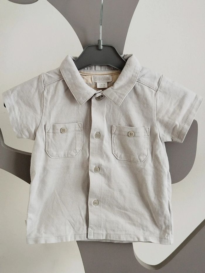 Chemise manches courtes grise Obaibi taille 3 mois