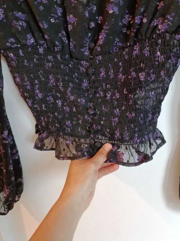 Chemise manche longue voilage croc top florale Jennifer – Taille S - photo numéro 5