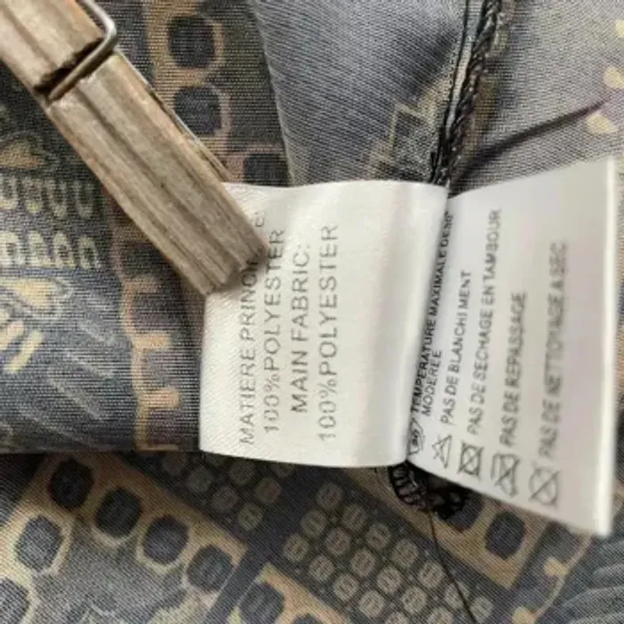 Blouse fluide imprimé ethnique noir et camel Chattawak – taille M, col tunisien V041 - photo numéro 6