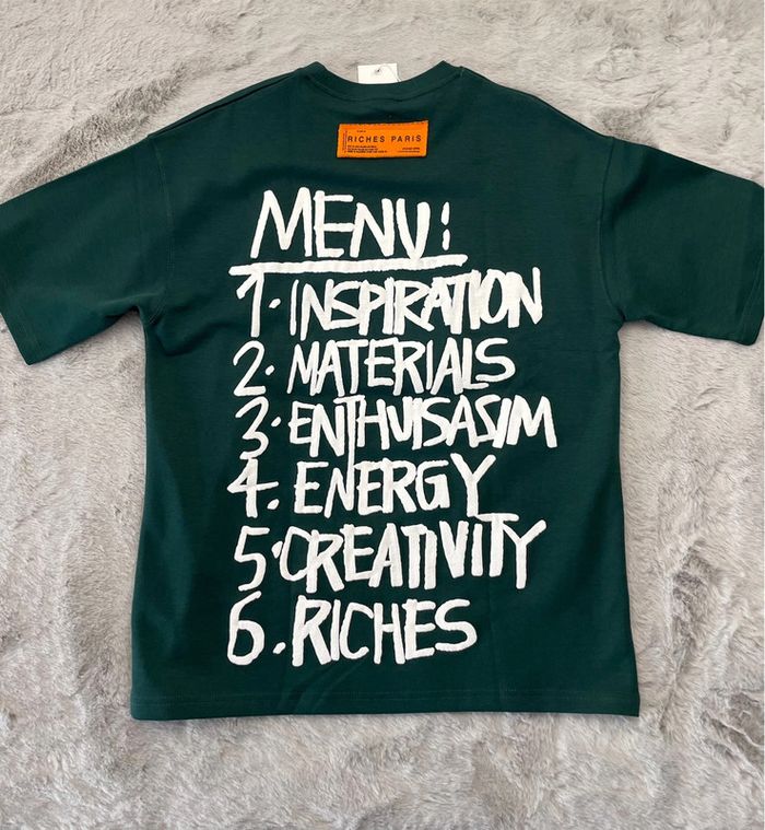 T-shirt Riches Paris motifs en reliefs vert - Taille S