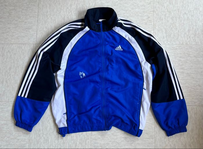 Trackjacket vintage Adidas bleue zippée logo brodé - S