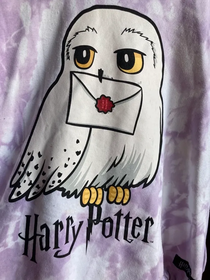 Superbe sweat-shirt capuche hoodie top crop Harry Potter coton tye et dye taille S - photo numéro 3