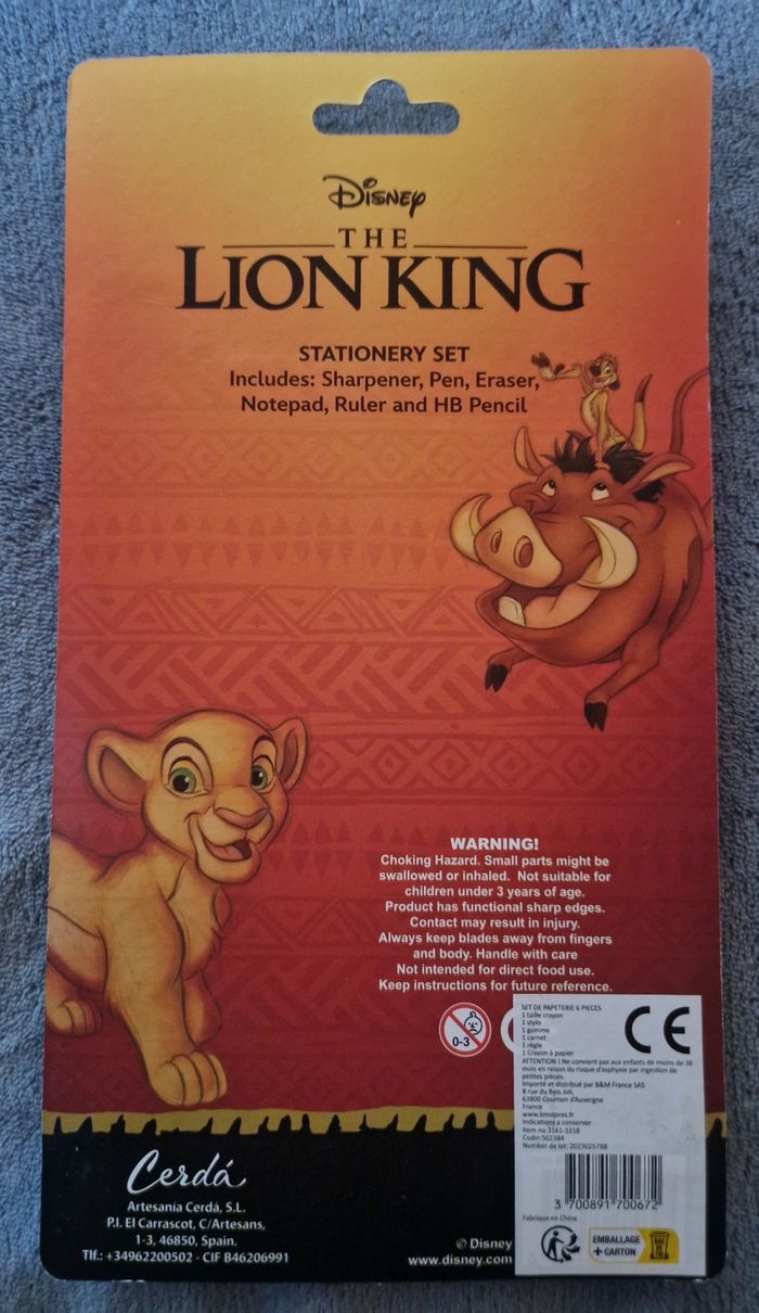 Mini set de papeterie le roi lion - photo numéro 2