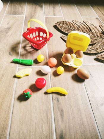 🧺Jeu d'imitation - Dinette en plastique panier fruits/ légumes et boîte à œufs - 