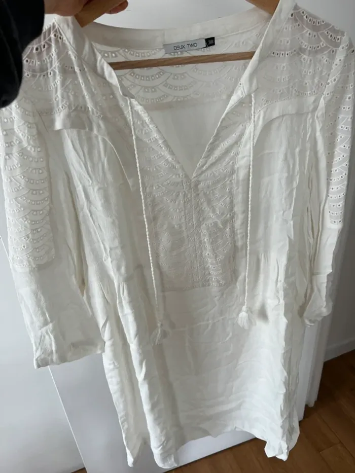 Robe blanche manches 3/4 - photo numéro 4