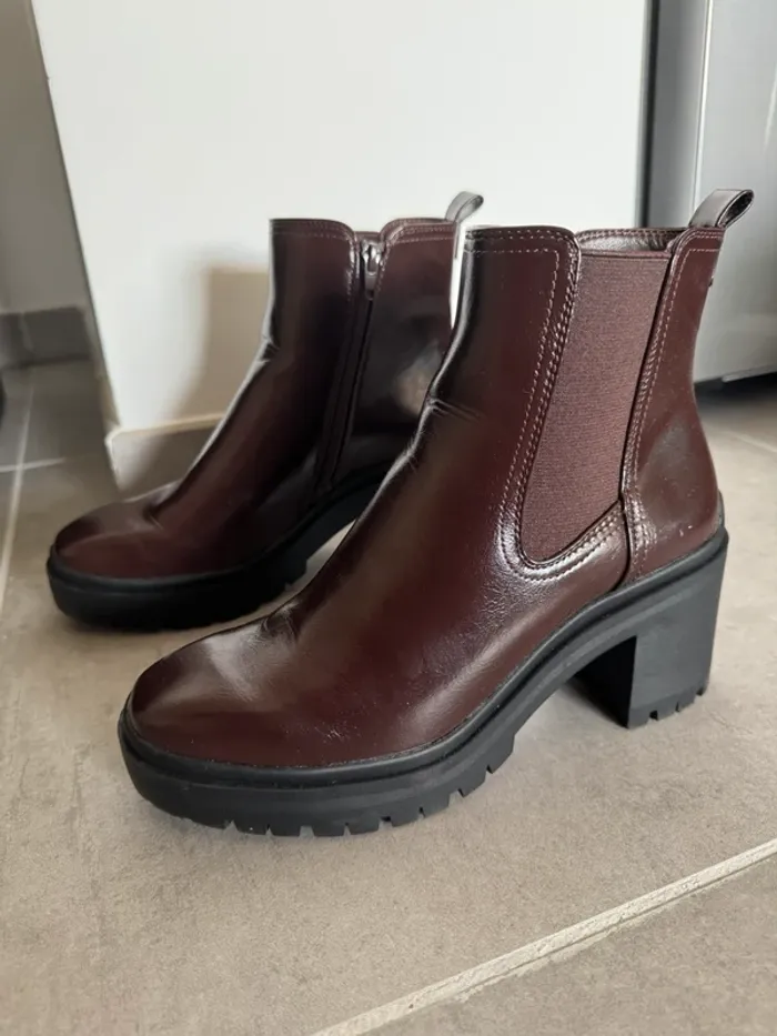 Boots à talons verni éco-conçu marron ERAM - photo numéro 3