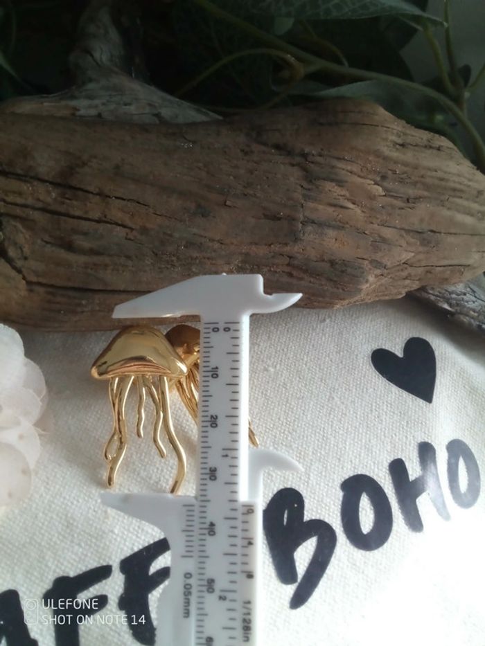 Boucles d'oreilles bohèmes méduses dorées - photo numéro 2