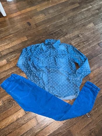 Chemise et pantalon velour Monoprix  12 ans