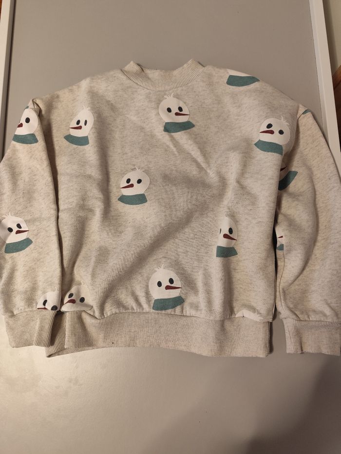 Sweat beige bonhomme de neige