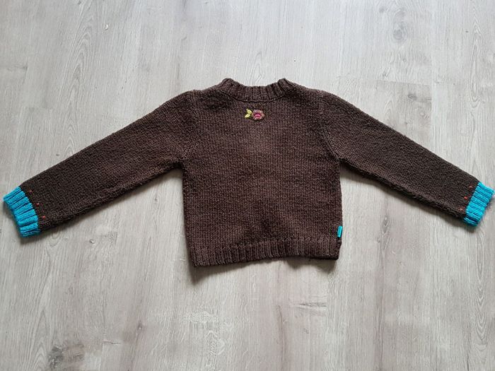 Gilet catimini # bien chaud # 4 ans # turquoise et brun fleur # hiver# bouton - photo numéro 2