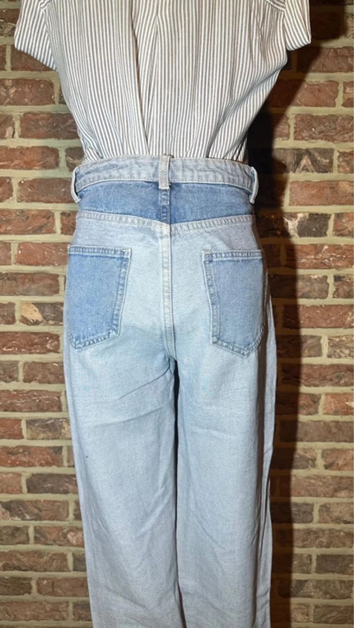 Jeans Taille Haute bleu bicolore Shein Taille XS /34 - photo numéro 7