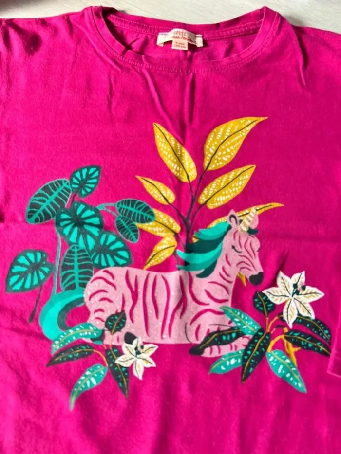 T shirt longues manches DPaM 4 ans Fushia pailleté - photo numéro 3