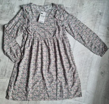 Robe manches longues fleuries 10 ans neuve