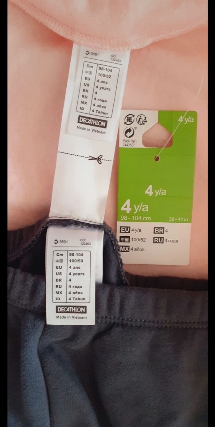 Ensemble sport fille 4-5 ans neuf / Decathlon - photo numéro 2