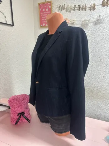 Blazer bleu marine a rayures pailletées Camaïeu