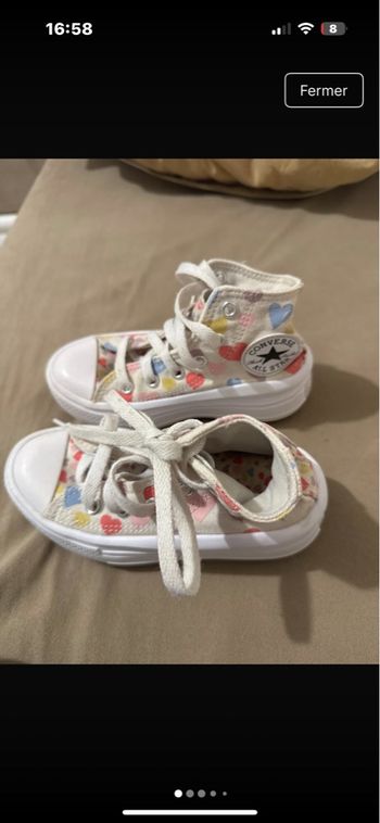 Basket converse blanc cassé motif cœur taille 27