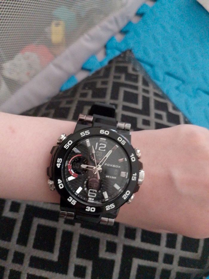 Montre homme cadre noir bracelet noir - photo numéro 3