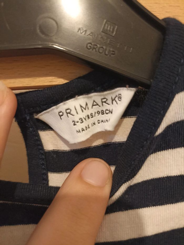 Robe rayé & voilage manche longue Primark 2/3 ans (98cm) - photo numéro 2