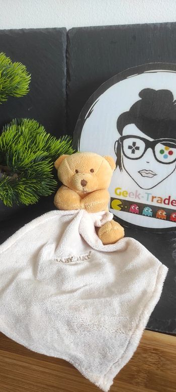 Doudou Ours Beige Marron BN3520 Baby Nat' Bonbon plat mouchoir Jaune Ourson