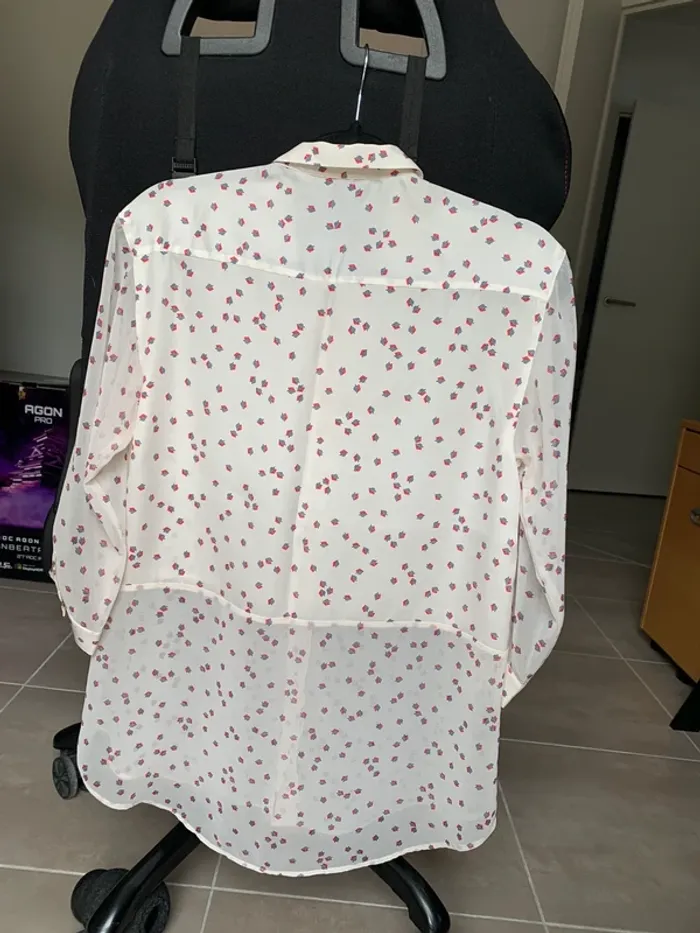 Blouse Zara taille S blanc crème à motif - photo numéro 5