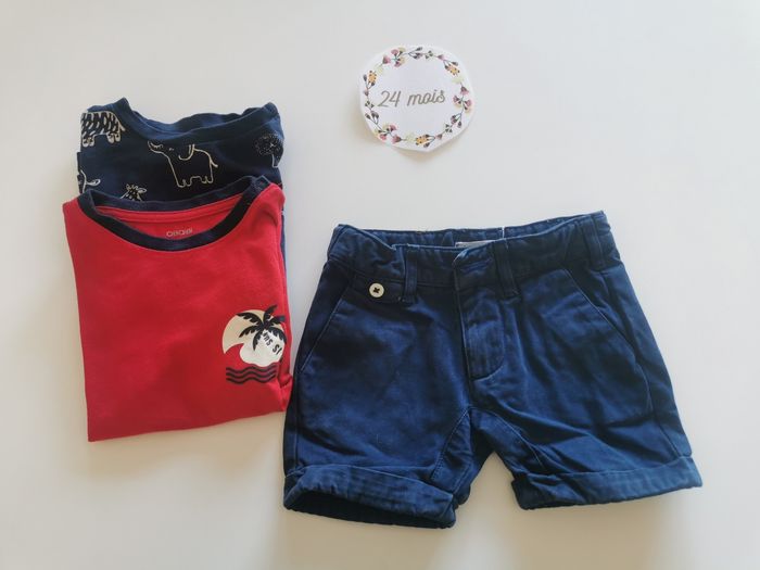 Ensemble d'été 2 t-shirt manches courtes et un short obaibi, hm et Billybandit tbe