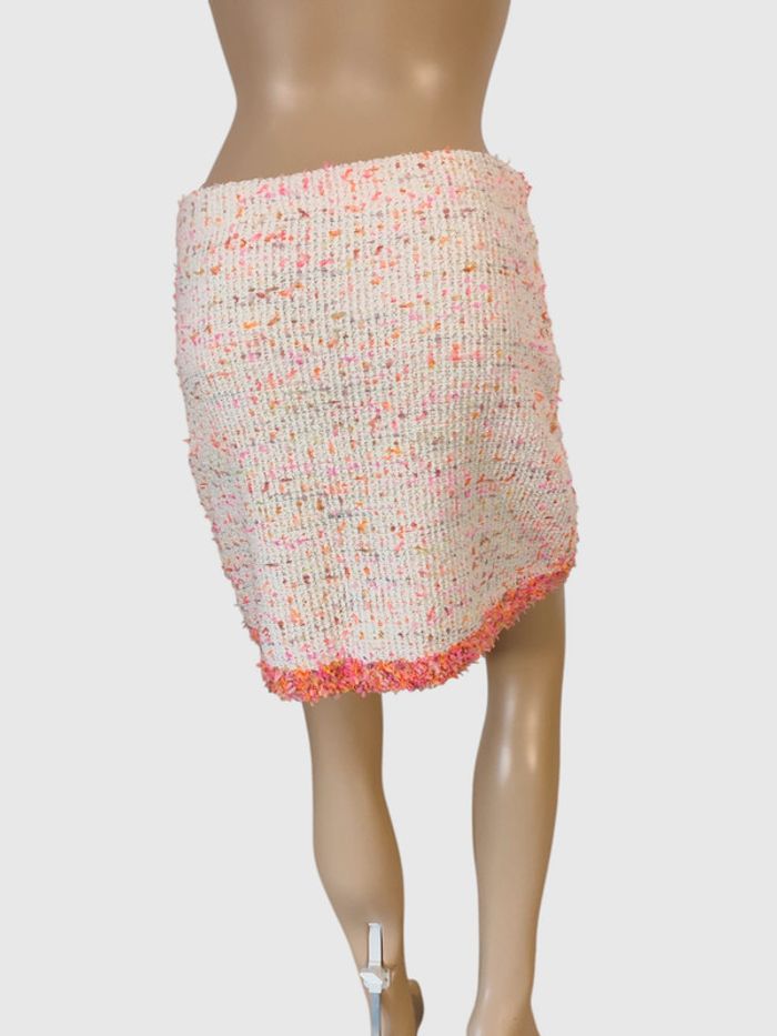 Jupe courte Zara blanche et rose Taille L - Chic et tendance - photo numéro 4