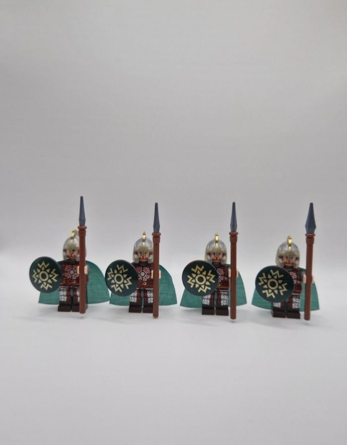 Figurines type lego 4 guerriers du rohan seigneur des anneaux / hobbit