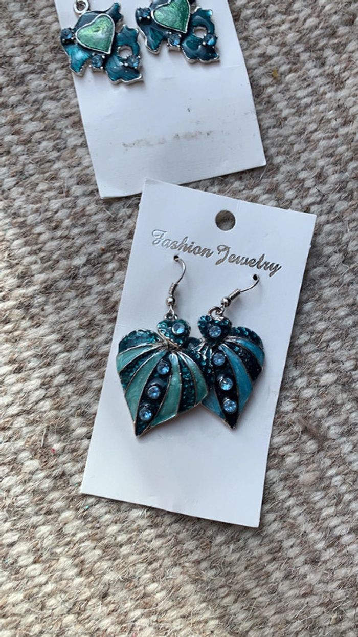 Lot boucles d’oreilles cœur original pendentif idéal cadeau Noël saint Valentin - photo numéro 5