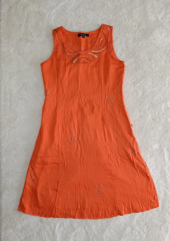 Robe Nitya orange 40 sans manches coton viscose - photo numéro 5