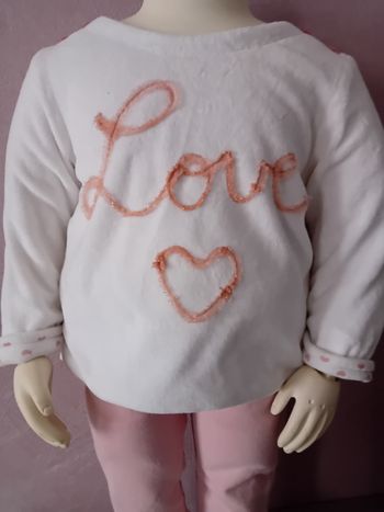 Haut velours blanc motif pailleté 6 mois