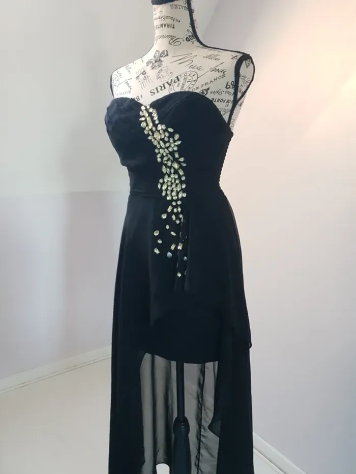 🖤 Robe bustier noire asymétrique – Eva & Lola – Taille S – Très bon état - photo numéro 8