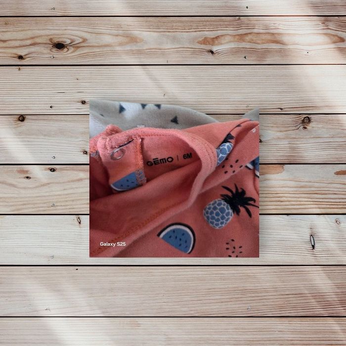 Lot 2 pyjamas 1 pièce bébé 6 mois – Orange & Marron - photo numéro 8