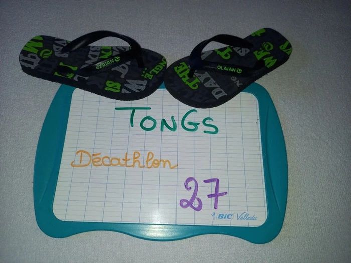 Tongs 🩴 grises et vertes taille 26/27🩴 chaussure 🪴 Printemps été 🏵 - photo numéro 2