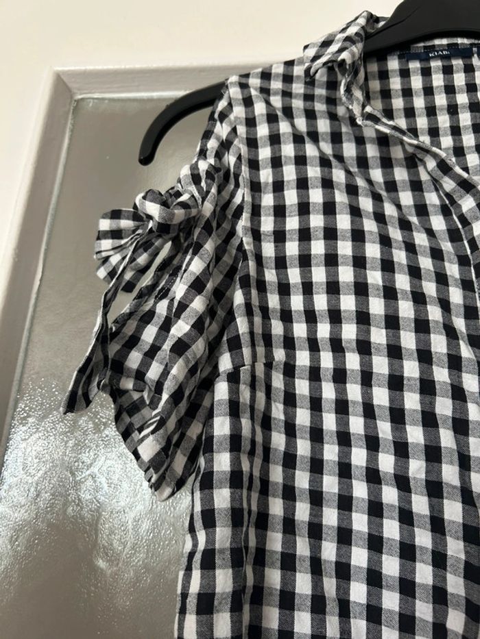 chemise femme à carreaux noir et blanc avec manche nouer Kiabi S neuf - photo numéro 4