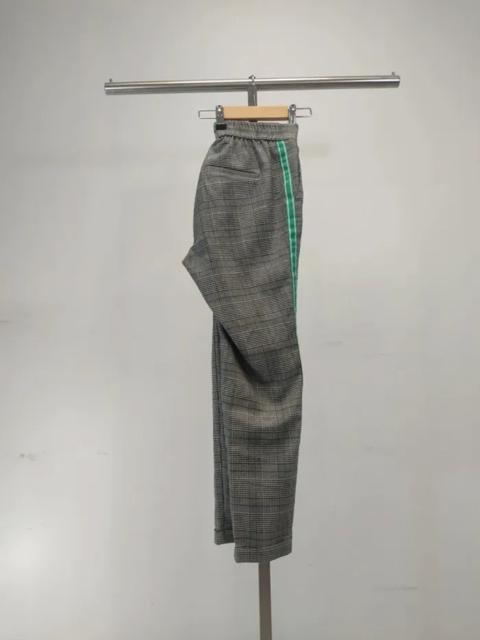 Pantalon Vero Moda XS tartan avec bandes turquoises sur le côté - ceinture élastique - photo numéro 12
