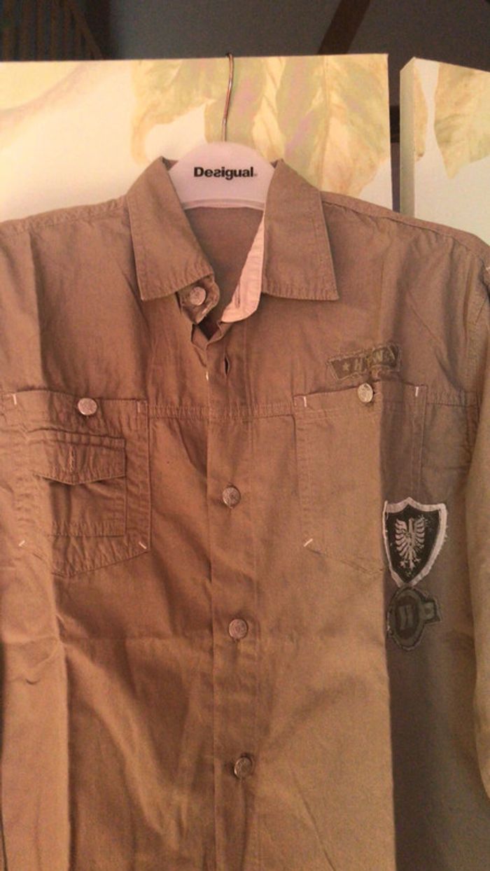 Chemise kaki style américaine taille 14 ans neuve
