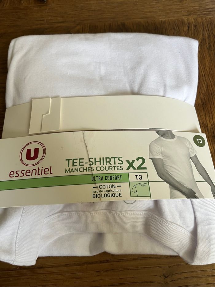 U ESSENTIEL Lot de 2 tee-shirts homme ras du cou manches courtes coton bio