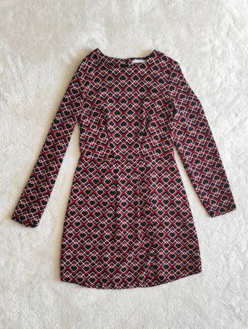 Robe Mango MNG suit XS motif 70's noir rouge blanc