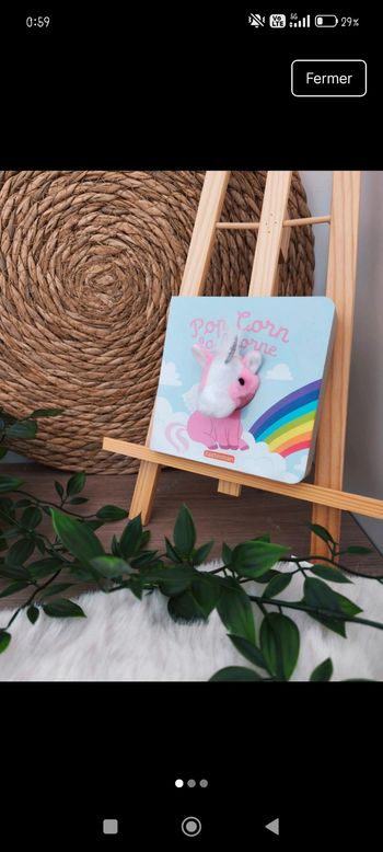 Livre marionnette - Pop corn la licorne