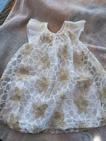 Robe cérémonie bébé fille Orchestra – blanc et doré – 3 mois